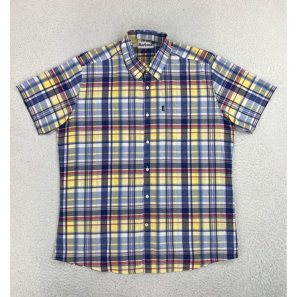 Barbour Gerald Shirt Men's XL Multicolor Plaid Cotton Tailored Fit S/S Button Up